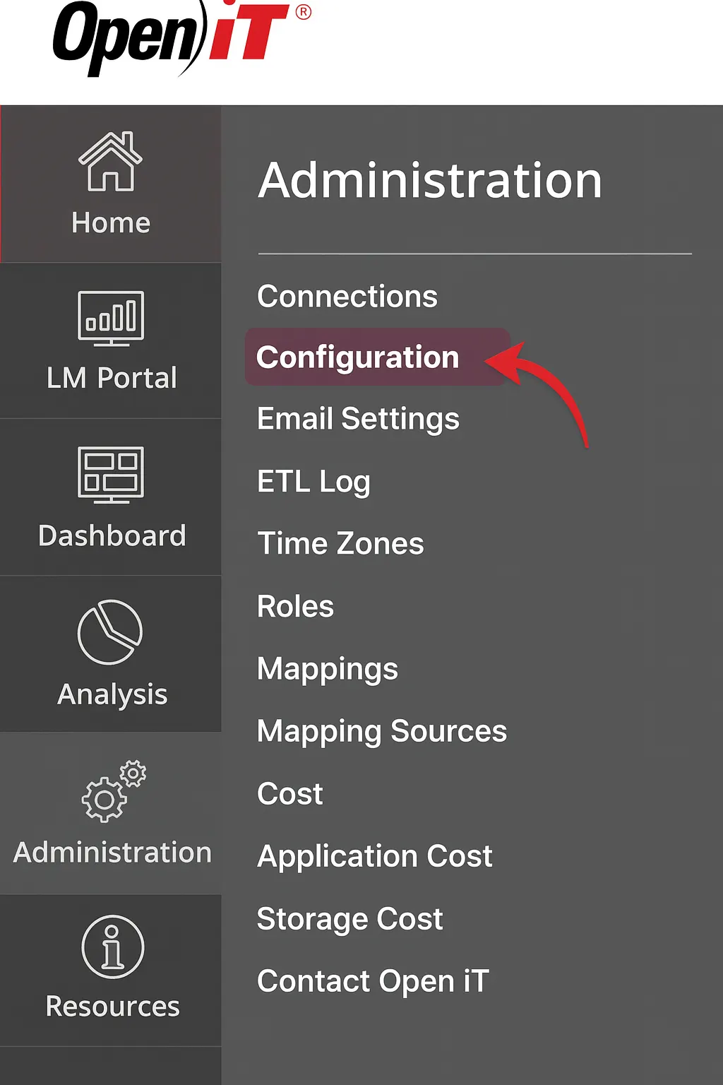 A screenshot of Open iT Web Interface
