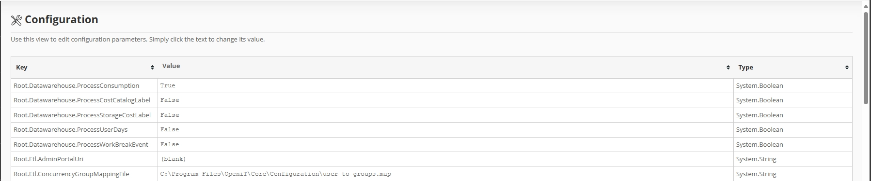 A screenshot of Open iT Web Interface