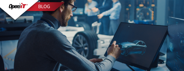 an automotive engineer using a touchscreen monitor to create a 3d car model in a high-tech workshop. showcases open it’s software license compliance solutions for the automotive industry, ensuring efficient management and optimization of engineering design software.