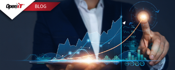 a business professional interacting with a virtual financial dashboard showing rising graphs and data analytics, symbolizing open it’s software discounts and cost optimization solutions for enterprises.