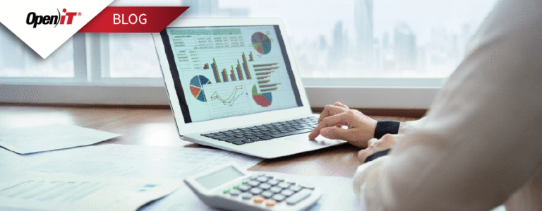 engineer analyzing software cost reports and charts on a laptop, illustrating how open it helps companies monitor and optimize engineering software costs through data-driven insights.