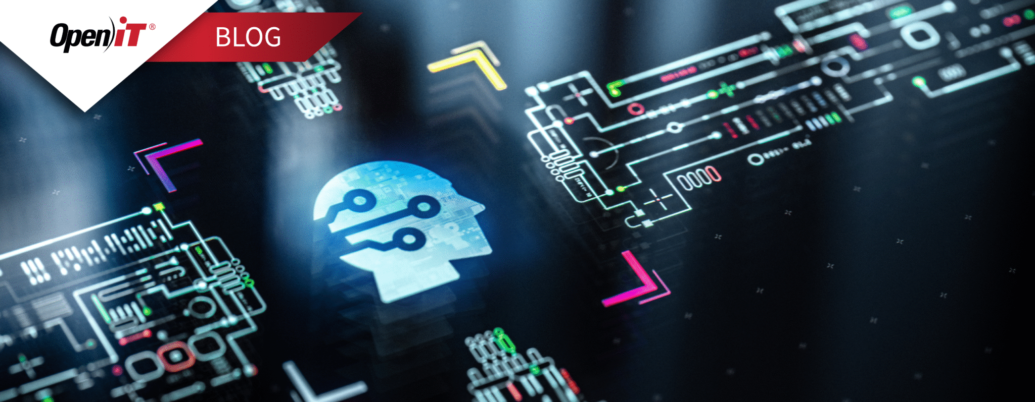 Digital interface with an AI head icon representing AEC software intelligence and workflow optimization for AEC firms, enhanced by Open iT insights for tools like Bluebeam Revu
