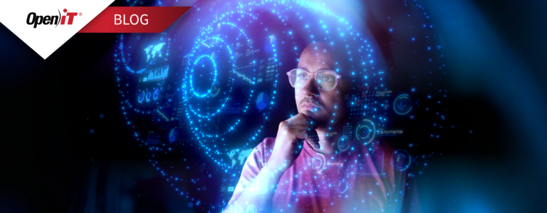 Open iT user reviewing digital dashboards and analytics visuals related to chargeback and showback reporting for software and IT consumption.