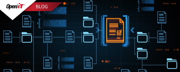 Digital workflow diagram showing concurrent license usage and shared software licenses with usage reporting and license usage patterns tracked by Open iT.