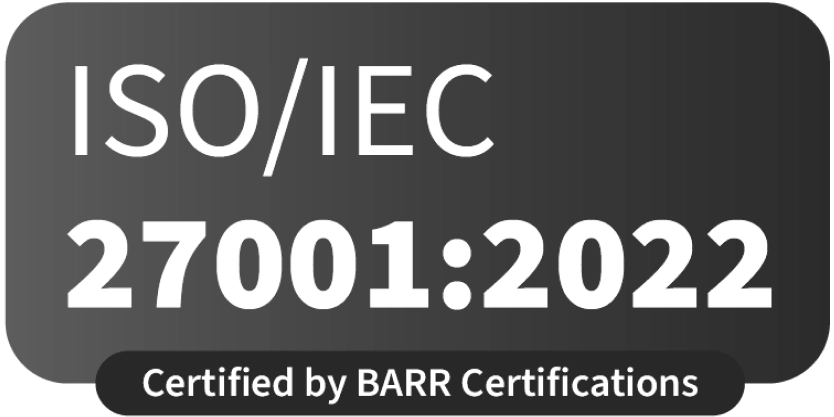ISO/IEC 27001:2022 certified badge